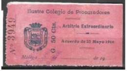 755-SPAIN REVENUE FISCAL COLEGIO PROCURADORES ABOGADOS MALAGA REPUBLICA 50 CTS - Fiscales