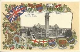 TORONTO CITY HALL PATRIOTIC SOUVENIR OLD POSTCARD - Toronto