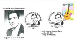 SPAIN. POSTMARK SINGER PEPE BLANCO. LOGROÑO 2011 - Covers & Documents
