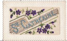 Carte Postale Fantaisie BRODEE" Sainte-Catherine" - Bouquet  De Fleurs + PRENOM  - Parfait Etat - - Brodées