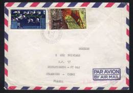 NOUVELLE CALEDONIE /  1976  -  # 391 & 393  SUR LETTRE AVION POUR STRASBOURG (ref 1613) - Storia Postale