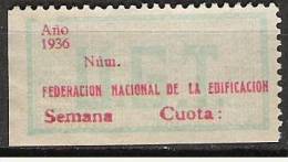 SPAIN CIVIL WAR REPUBLICA AÑO 1936.SELLO O VIÑETA GUERRA CIVIL U.G.T. UNION GENERAL TRABAJADORES. SIN DEFECTOS - Republican Issues