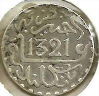 MOROCCO FRANCAISE 1/20 RIAL MOTIF ARABIC WRITING FRONT & BACK 1903-1321 VF AG SILVER KM18.1 READ DESCRIPTION CAREFULLY!! - Maroc