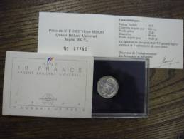 10 FRANCS FDC VICTOR HUGO ARGENT B.U Monnaie De Paris 1985 @ SILVER PROOF - Pruebas