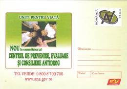 AGAINST DRUGS,DROGUE,2006,COVER STATIONERY,ENTIER POSTA,UNUSED,ROMANIA - Drugs