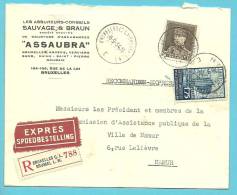 322A+389 Op Brief Aangetekend Per EXPRES !! Met Stempel BRUXELLES - 1931-1934 Képi