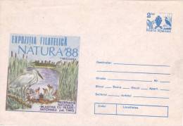 BIRDS CIGOGNES,COVER STATIONARY ENTIER POSTAL,1988,UNUSED,ROMANIA - Storchenvögel