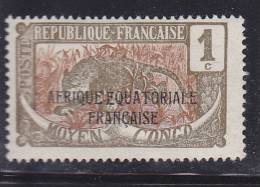 CONGO FRANÇAIS MOYEN CONGO N°72 1C GRIS OLIVE ET BRUN JAUNE PANTHÈRE SURCHARGE A.E.F NEUF AVEC CHARNIERE. - Autres & Non Classés