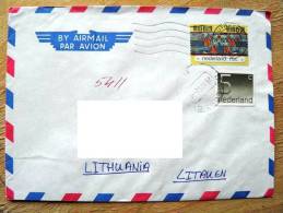 Cover Sent From Netherlands To Lithuania On 1992, Usa Flags - Briefe U. Dokumente