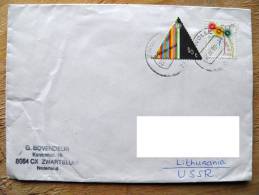 Cover Sent From Netherlands To Lithuania On 1990, Triangle Stamp Candle Christmas Zwolle - Briefe U. Dokumente