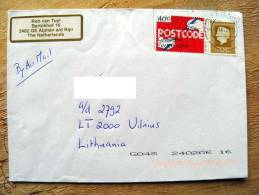 Cover Sent From Netherlands To Lithuania On 2003, Postcode - Brieven En Documenten