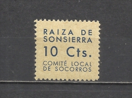 1222-SELLO GUERRA CIVIL REPUBLICA RAIZA DE SONSIERRA COMITE LOCAL DE SOCORROS  NUEVO *. SPAIN CIVIL WAR LOCAL.POLITICAL - Republikeinse Uitgaven