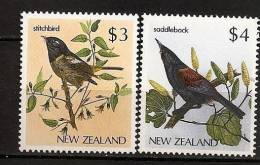 Nouvelle Zelande 1986 N° 926 / 7 Iso ** Courants, Oiseaux, Anthus Novaeseelandiae, Creadion Carunculatus, Branches - Unused Stamps