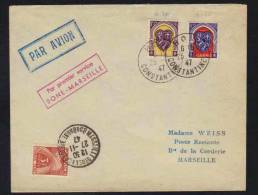 ALGERIE  / 1947 - PREMIER VOL BONE - MARSEILLE / TAXEE  (ref 3466) - Briefe U. Dokumente