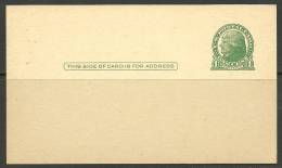 USA Stationary Card Ganzsache President Jefferson Unused - Storia Postale