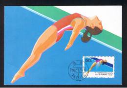 RB 888 - China 1992 Maximum Postcard - Diving - Sport Theme - Cartoline Maximum