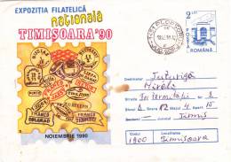 STAMPS ON STAMPS,PHILATELIC EXPOSITION,1990,COVER STATIONERY,ENTIER POSTAL,ROMANIA - Oddities On Stamps