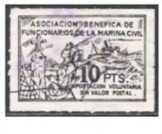 1450-SPAIN CIVIL WAR.FALANGE ASOCIACION BENEFICA MARINA CIVIL 10 Pesetas .BARCOS - Charity