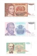 Billets De Banque/ Yougoslavie/vrac/Dinara/3 Billets Différends /                               BIL88 - Lots & Kiloware - Banknotes