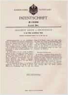 Original Patentschrift - Adalbert Adler In Regenstauf , 1901 , Höhenverstellbarer Stuhl , Möbel , Schreiner , Tischler ! - Regensburg