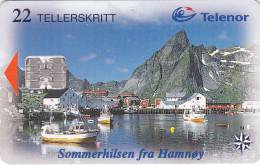 Norway, N122, Hamnoy, Ships, Mountains, CN : C85025009, 2 Scans. - Noorwegen