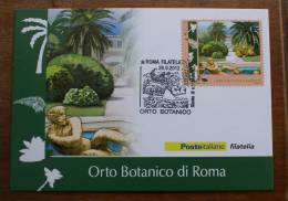 ITALY 2012 - 2 OFFICIAL CARDS FDCS  BOTANICAL GARDENS, ROMA AND CATANIA COMPLETE SET - Maximumkaarten