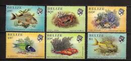 Belize 1988 N°  664a / 70a ** Courants, Poissons, Réimpression, Gorgonia, Tedania, Thalassoma, Haemulon, Carpilius - Belize (1973-...)