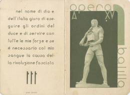C-0782- Fascismo P.N.F. - O.N.B. Tessera Fascista Piccola Italiana Anno XV - Altri & Non Classificati