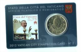 ** 50 CENT VATICAN 2012 SOUS COFFRET STAMP/COIN CARD PIECE NEUVE ** - Vatican