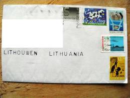 Cover Sent From Netherlands To Lithuania On 1997, Animal Cow, Girl And Stork - Cartas & Documentos