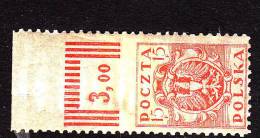 POLAND 1919 15f Imperf Horizontal Fi 88Bs Mint Never Hinged - Nuovi