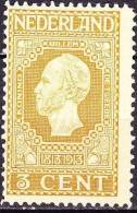 1913 Jubileumzegels 3  Cent Geel NVPH 91 A Ongestempeld - Nuovi
