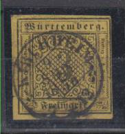 Germany State Wurttemberg 3Kr Mi#2d 1859 USED - Oblitérés