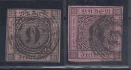 Germany State Baden 9Kr  Mi#4a,b Both Types 1851 USED - Used