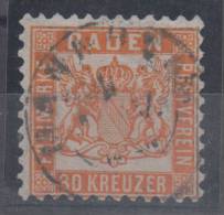 Germany State Baden 30Kr Orange  Mi#22 1862 USED - Afgestempeld