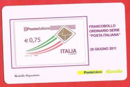 Italia  Tessera  Filatelica €. 0,75 -28.6.11-  "Posta Italiana" - Cartes Philatéliques