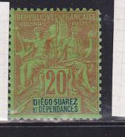 DIEGO SUAREZ ET DÉPENDANCES N° 31 20C BRIQUE SUR VERT TYPE ALLEGORIQUE NEUF AVEC CHARNIERE - Autres & Non Classés