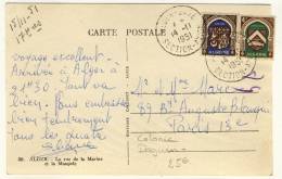 Oblitération Type T04 -  "  ALGER-GARE /  SECTION-AVION  /  14-11-1951 "  - Type DAGUIN, RARE - Covers & Documents