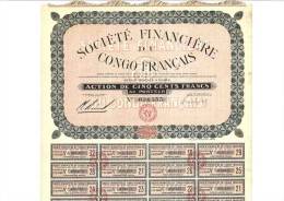 Société Financière Du Congo Français - Action De 500 F - Banco & Caja De Ahorros