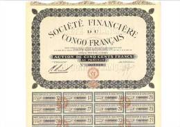 Société Financière Du Congo Français - Action De 500 F - Banque & Assurance