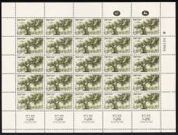 Israel MNH 1954 Airmail 10p Olive Tree Sheet Of 25 With Tabs - Aéreo