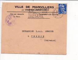 1954 - Enveloppe De La Mairie De Mainvilliers (28) Flamme Sécap Cathédrale De Chartres Sur Gandon N° 886 - 1921-1960: Modern Period