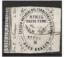 194-FISCAL 1863 12 Reales COLEGIO NOTARIAL BURGOS 186.. ALTO VALOR. - Revenue Stamps