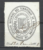 117-FISCAL 1863 UNICO BARCELONA 12 REALES LEYENDA 186.. SPAIN REVENUE FISCALES  SELLO ALTO VALOR .12 REALES .PONGO EN VE - Revenue Stamps