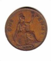 GREAT BRITAIN   1  PENNY  1945  (KM # 845) - D. 1 Penny