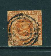 DENMARK  -  1858  4sk  Wavy Line Background  Used As Scan - Usado