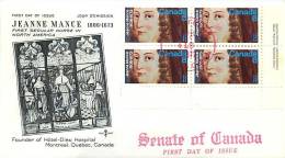 1973  Jeanne Mance  Sc 615  Plate Block  SENATE Cachet - 1971-1980