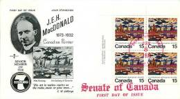 1973  Pinting By J.E.H. MacDonald  Sc 617  Plate Block  SENATE Cachet - 1971-1980