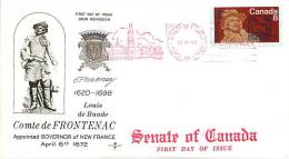 1972  Frontenac, Governor Of New France  Sc 561  SENATE Cachet - 1971-1980