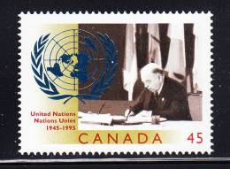 Canada MNH Scott #1584 45c Prime Minister Wm Lyon Mackenzie King Signing UN Charter - Neufs